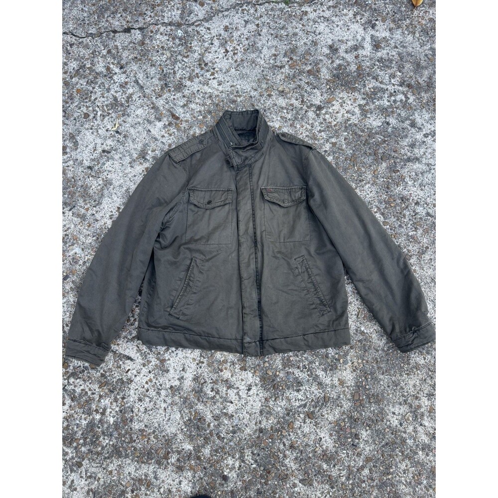 Levi's Mens XL Full Zip Snap Military Trucker Jacket Olive  Pockets